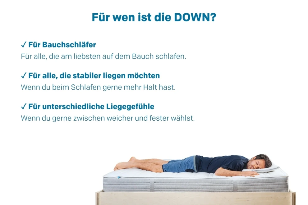Matratze happy DOWN für Bauchschläfer