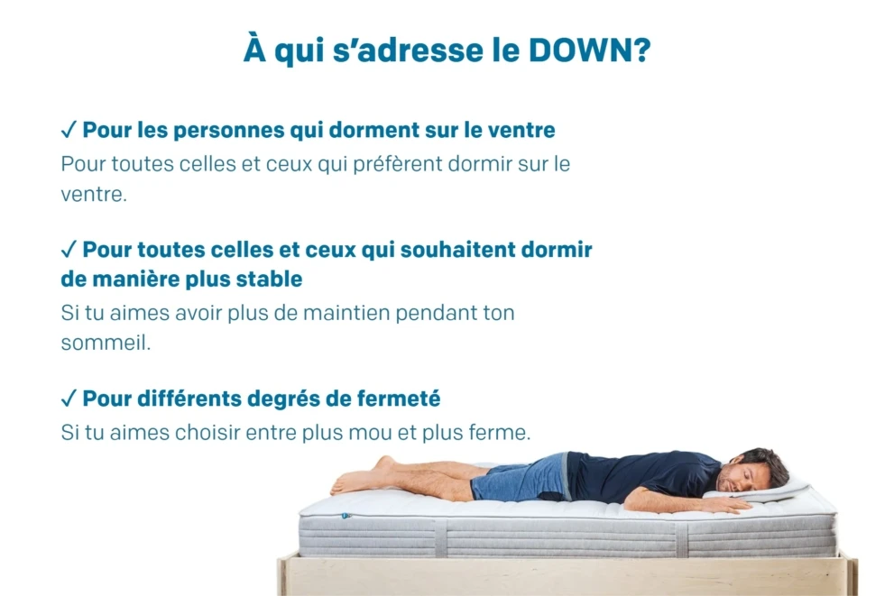 Matelas happy DOWN pour dormeurs sur le ventre
